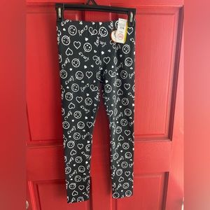 black and white smiley face girls leggings